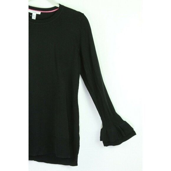 Isaac Mizrahi LIVE Sweater Tunic Pullover Ruffle Cuffs Black Womens Small - Picture 4 of 8